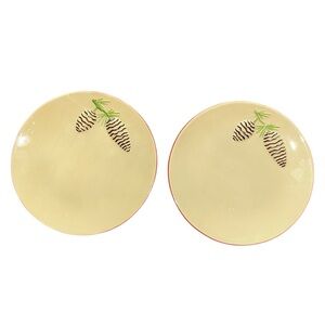 Tag Qty 2 Vintage 8” Serving Appetizer Plates Pinecone Woodland Outdoor Rustic